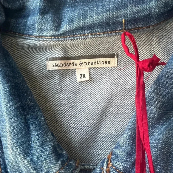 NWT Standards and Practices Plus Size Light Wash Denim Oversized Jean Jacket 2X - Picture 4 of 5